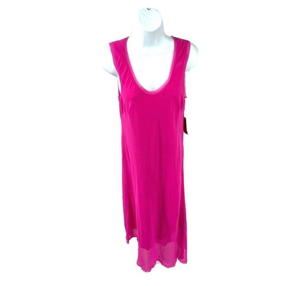 Rachel By Rachel Zoe Hot Pink Dress Size Medium Barbiecore Scoop V Neck - Picture 1 of 11